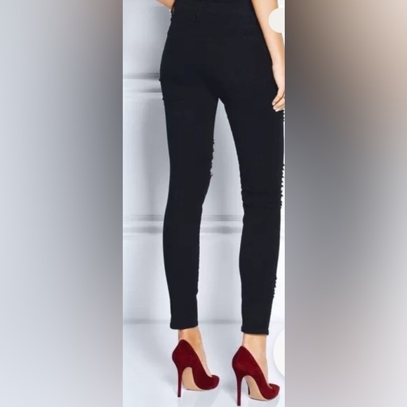 FRAME DENIM Le Skinny De Jeanne Black Ripped Destroyed Jeans Size 23 - Picture 2 of 8